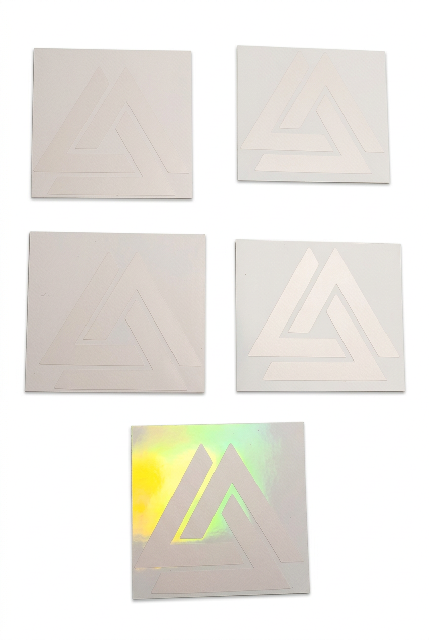 Geometric decal sheets on white